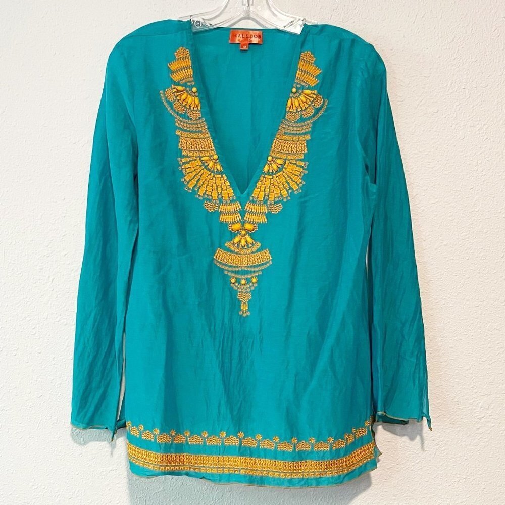 Hale Bob Cabana Tunic Swim Cover Up Cotton Silk M